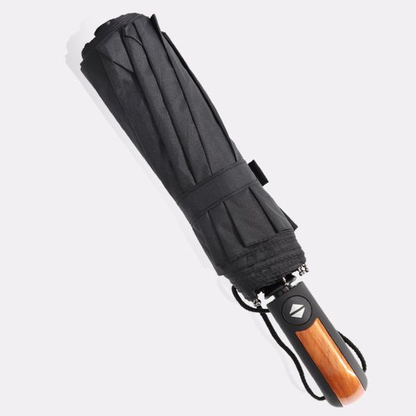 

10ribs folding matic male umbrella rain women leather wood handle car umbrella for men 3folding strong wind umbrella bbycjp lipper