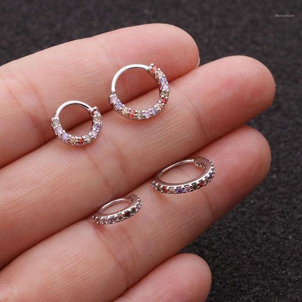 

hoop & huggie 1pcs gold silver color zircon earring nose ring for women jewelry circle round ear gift1, Golden;silver