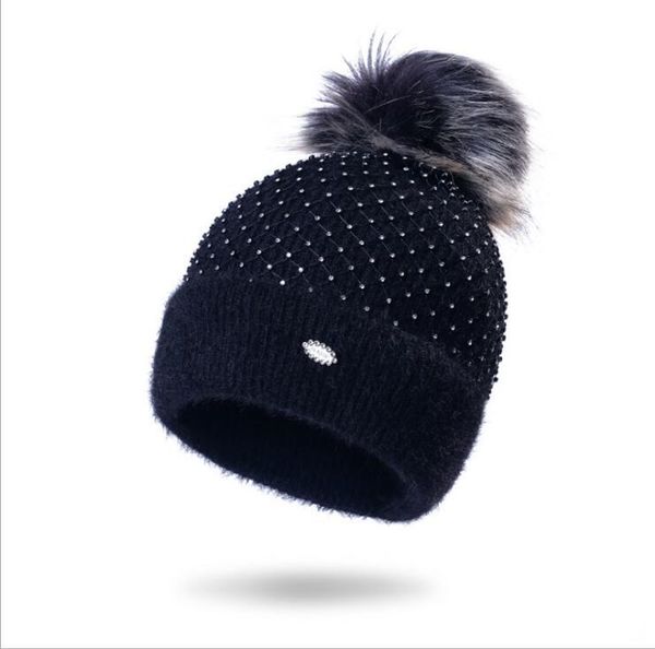 

new women girls knitted fashion nesh yarn plus velvet thick woolen hat double-layer simple casual wild hat, Blue;gray