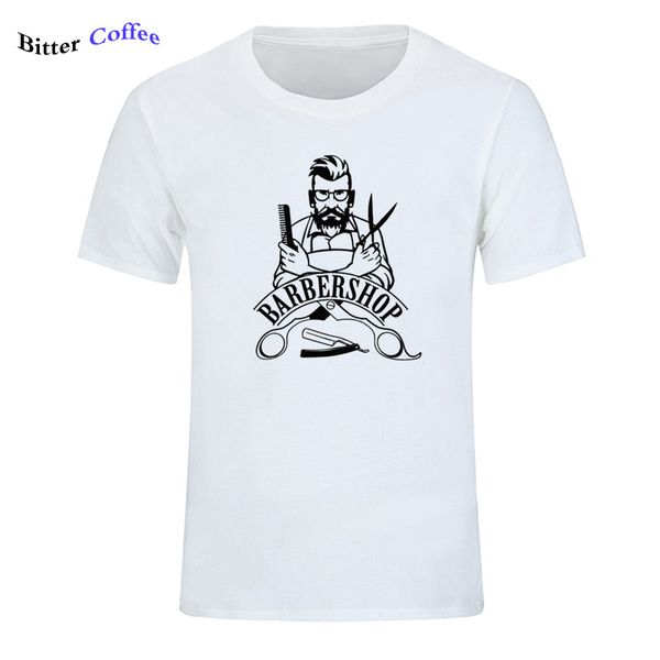 

sport 2019 men short sleeve haircutter t-shirt crew neck tee shirts for men barber shop sign cotton print t shirt eu size