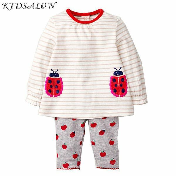 

girls clothing sets with animal appliques kids outfits baby girls dress+leggings cotton autumn winter children clothes tracksuit t200707, White