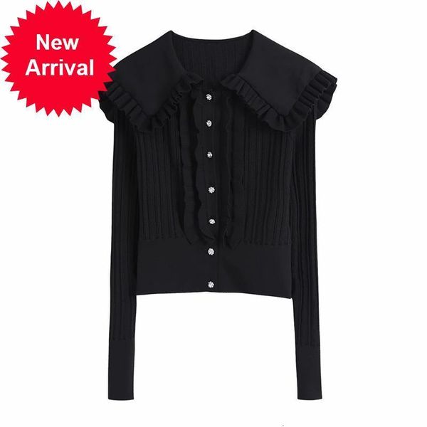

autumn 2021 new new elegant trend in knitted or crocheted chic women's cardigans big lapel nightgown long coat saqc, White;black