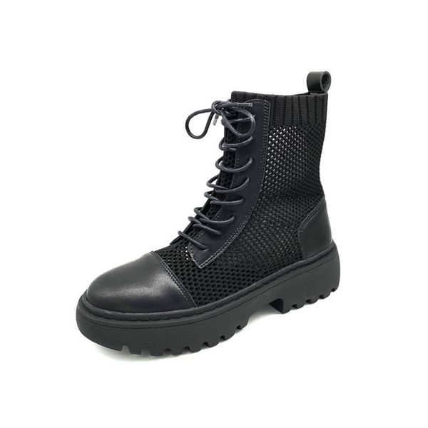 

breathable booties women short boots black sock mesh chunky heel ladies boots beige platforms shoes z338
