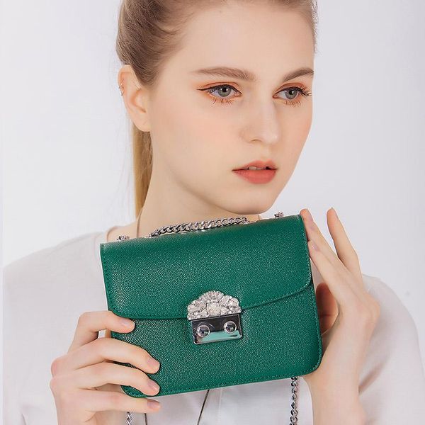 

kzni crossbody chain bag leather woman genuine leather handbags for girl designer handbags sac femme 9086