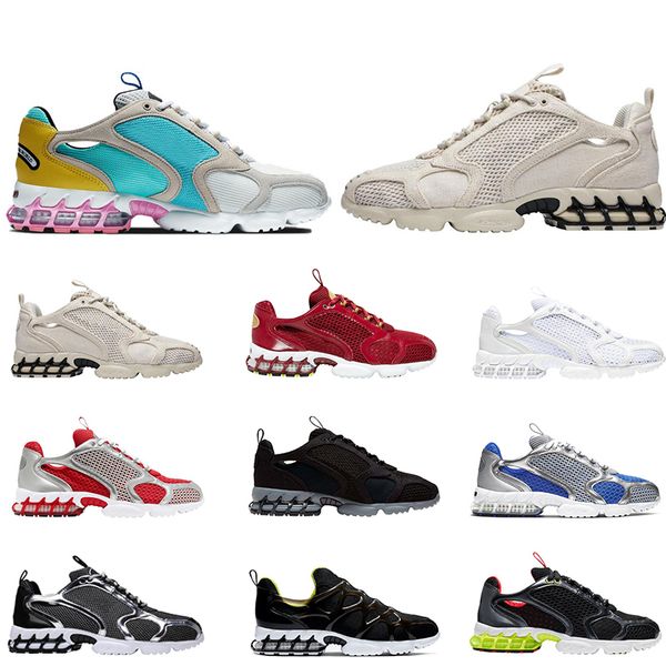 

2021 mens spiridon caged des chaussures shoes metallic silver black triple pure platinum men trainer sports sneakers, White;red