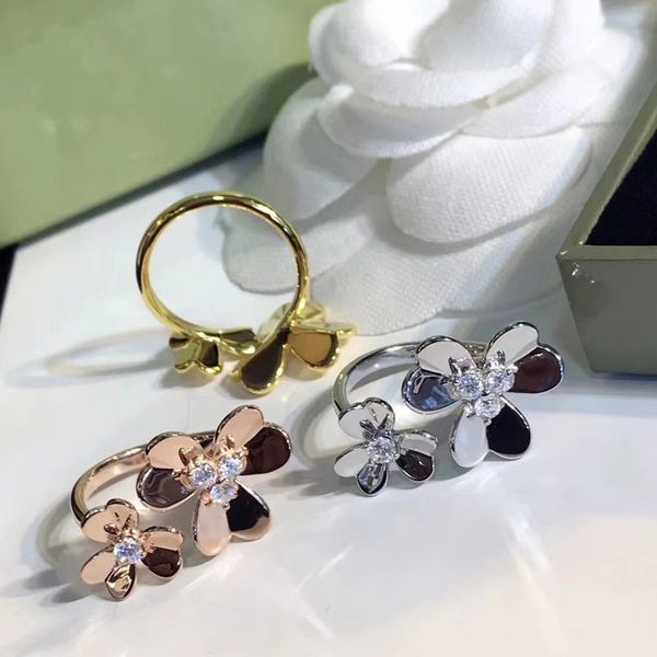 

women diamond floral silver ring frivole rings woman wedding party clover rings