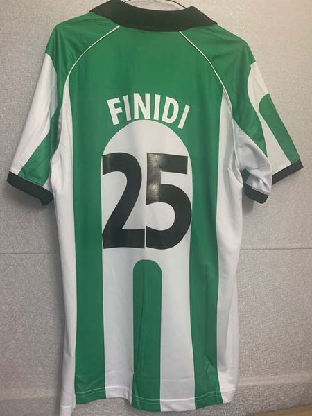 

вверх 1998 ретро vintage home classic finidi 25 майо de foot трикотажные изделия футбола качества таиланд 98 royal betiss маек kit размер s, Black;yellow