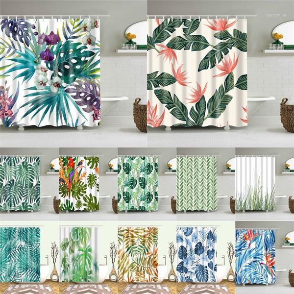 

african leaves prints bath shower curtains waterproof screen for bathroom home decoration polyester fabric washable curtain1
