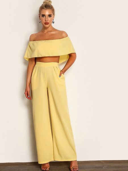 

joyfunear cropped cape & wide leg pants set z30d#, White