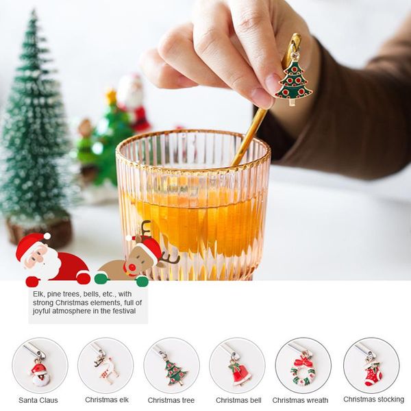 

stainless steel christmas spoon creative coffee stirring spoon dessert spoon christmas new year gift kid tableware h wmthie