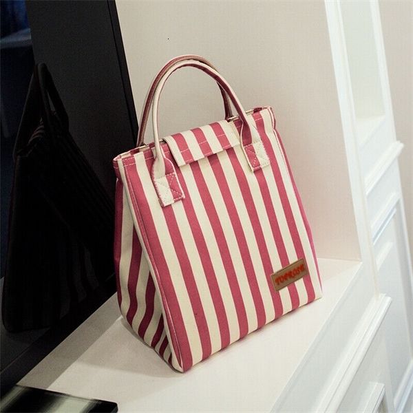 

мешок обеда изолированный женщины tote тепловое box cooler путешествия пикник carry bag girls полосатые сумки обед lunch охладите мешок cool, Blue;pink