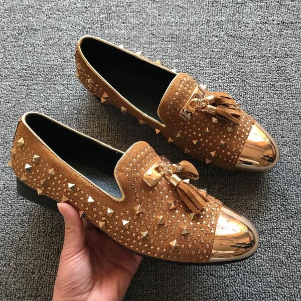 

mabaiwan price cutting casual rivets men shoes fringe genuine leather botas hombre dress wedding party shoes men flats1, Black