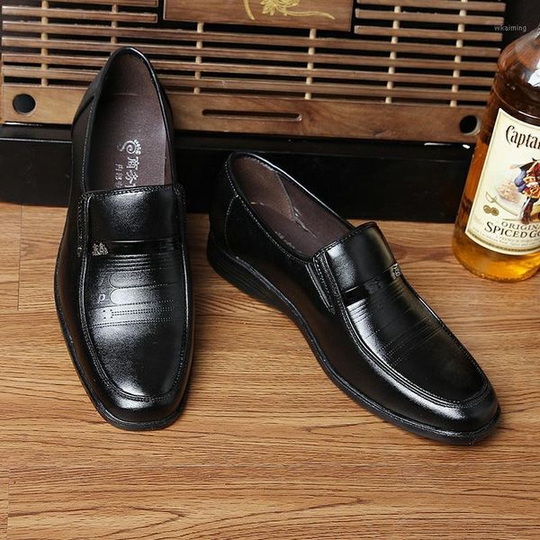 

2020 new fashion square toe dress shoes men loafers slip-on leather oxford shoes for men formal mariae weddin1, Black