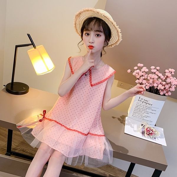 

caaiq summer girls stitching mesh mesh dress small new summer medium and large children girls western style lady 2020 love dress ko9vb, Black;gray