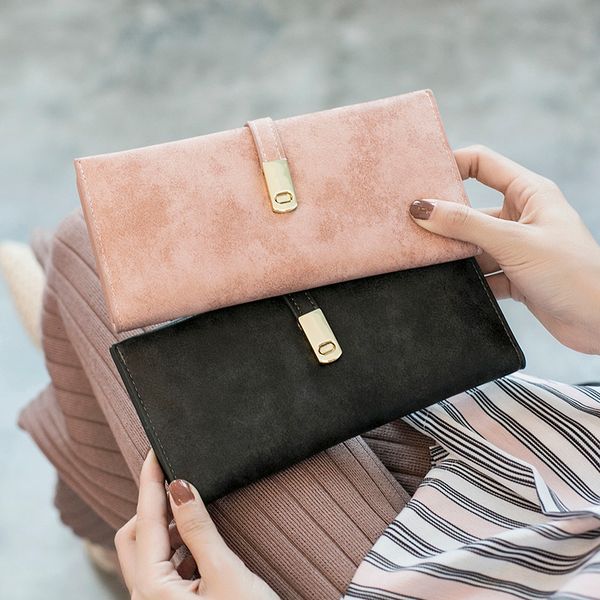 

pu women wallets 2020 buckle simple long style female fashion large capacity clutch comfortable soft wallet
