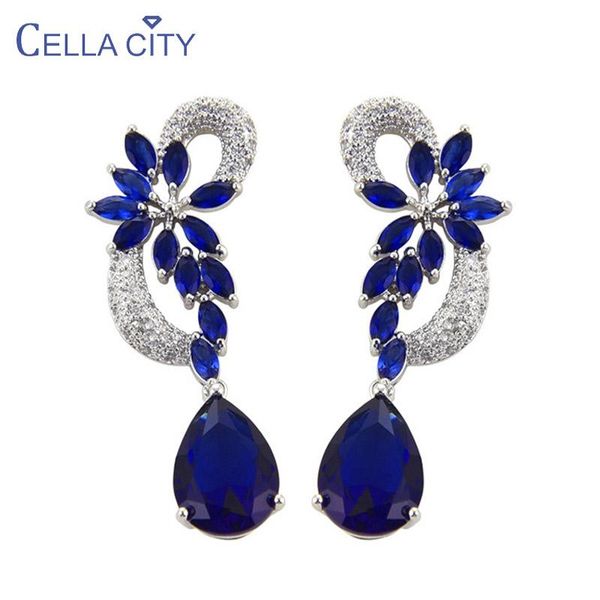 

dangle & chandelier cellacity silver 925 earrings for women trendy fine jewelry water drop shaped gemstones gorgeous female ear drops banque
