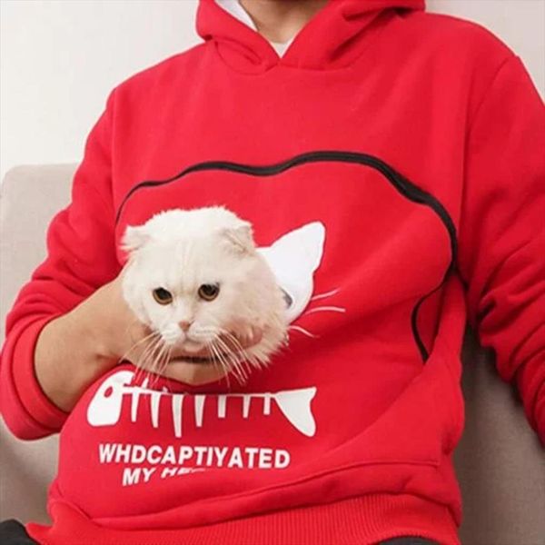 

womens thicken sweatshirt animal pouch hood carry cat breathable hooded pullover blouse cat dog pet pouch dropshipping, Black