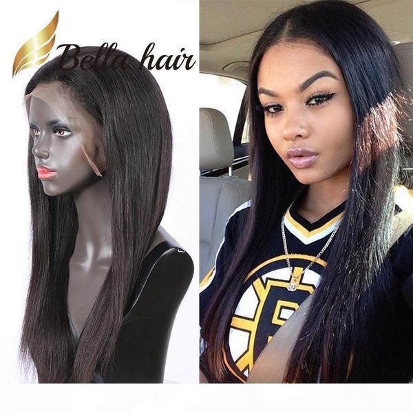 

150% density middle part silky straight full lace wigs for black women 100% unprocessed indian human hair front lace wigs bella hair