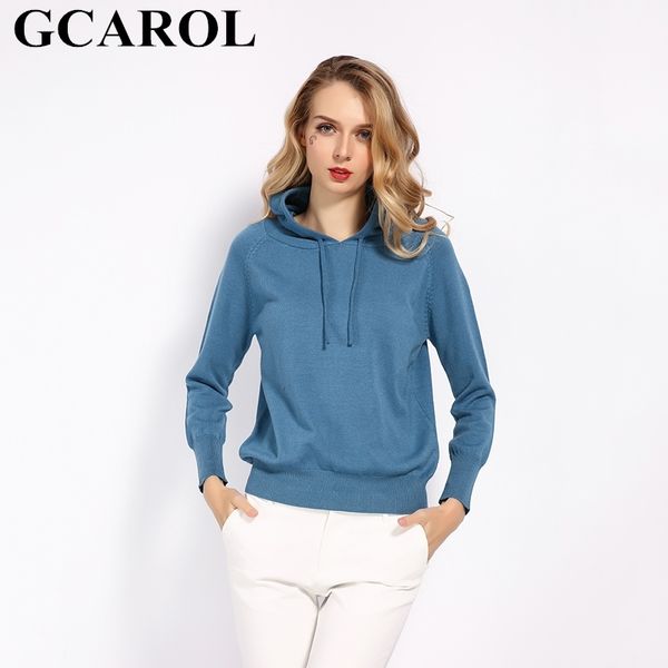 GCAROL Autunno Inverno Ragazze Pullover in maglia 30% lana Maglione con cappuccio High Street Candy Donna Render Knit Jumper Maglieria 210218