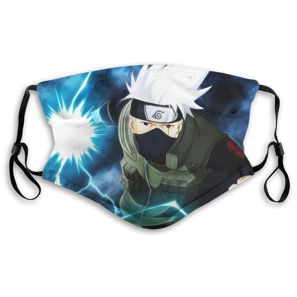 

naruto uzumaki sasuke uchiha kakashi anime men face cover with 2 filters balaclava bandanas m-shaped nose clip adjustable dustproof reuable