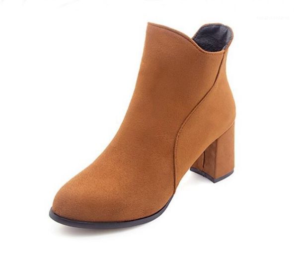 

woman ankle boots high square heels casual sapato feminino women shoes zip shoe girls booties chaussures femme ete xz1812261, Black