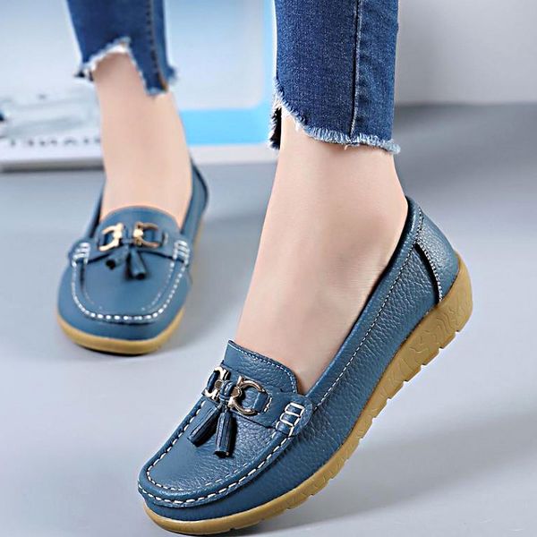 

2020 new women shoes loafers genuine leather women flats slip on women's loafers spring flats female moccasins shoes plus size c1103, Black;white