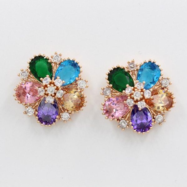 

stud wick tassel earrings ladies fashion aristocratic wedding 585 rose gold natural zircon bohemian, Golden;silver