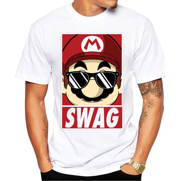 

2018 summer mario swag men t shirt short sleeve casual cool tee fashion printed t-shirts sport hooded sweatshirt hoodie