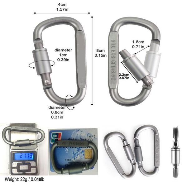 

5pcs d ring clip keychain hang snap clasp aluminum carabiner camp hook buckle climb outdoor chain quickdraw survive screw lock wmtdlp