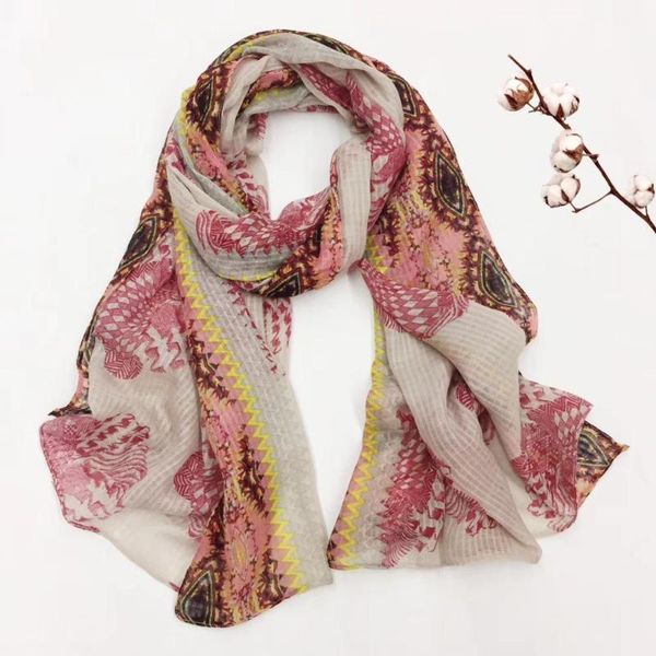

scarves 2021 cotton vintage flower print shawls long soft floral wrap scarf hijab echarpe 4 color, Blue;gray