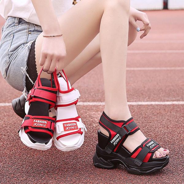 

women sandals 2021 summer high heels sandals for women air sandal heels wedge cool platform shoes casual summer sneakers, Black