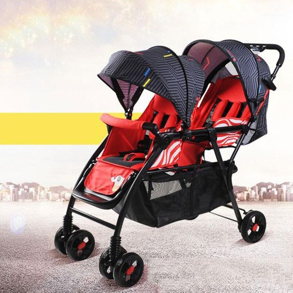 

strollers# baby stroller twin four rounds can sit and lie large comfortable foldable multiple choices mom's favorite1