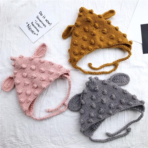 

chiristmas autumn winter infant boys girls knit hat cute deer ear baby beanie shawl wraps scarf earflap cap p props, Yellow