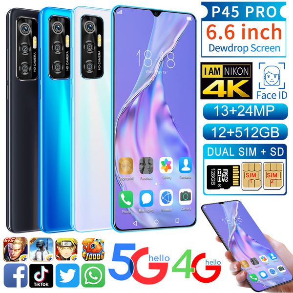 

p45pro cross-border low price popular smart phone full screen 6.6-inch android cross-border mobile phone wholesale delivery delivery