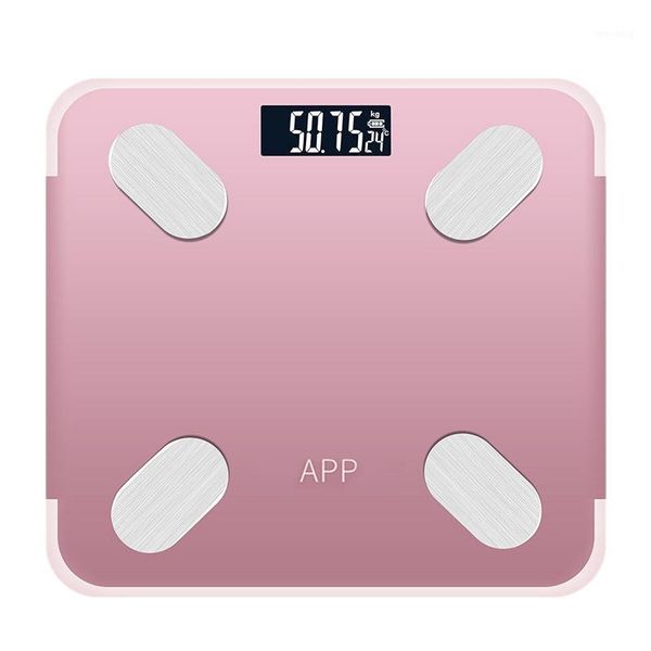 

rose gold rechargeable bluetooth app android ios smart human body electronic scale grease meter measure room temperature set1