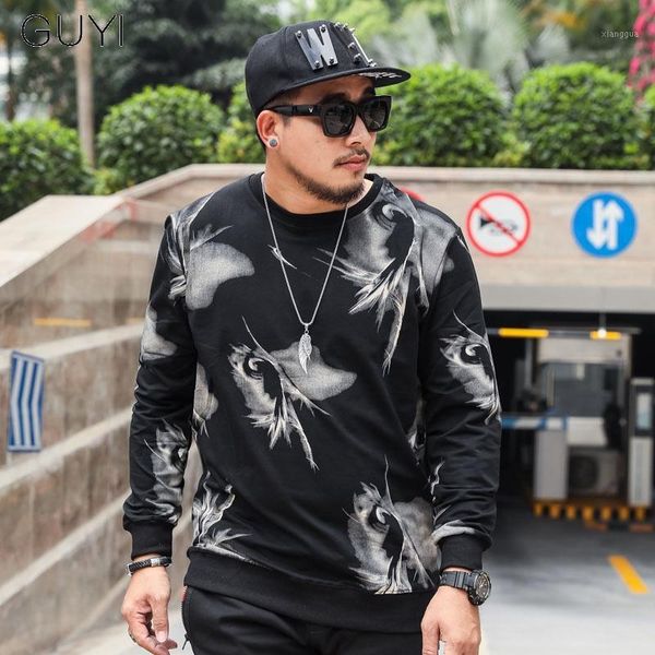 

guyi spring autumn mens black long sleeve men hoodies sweatshirts male men clothing print cotton business man casual 20191