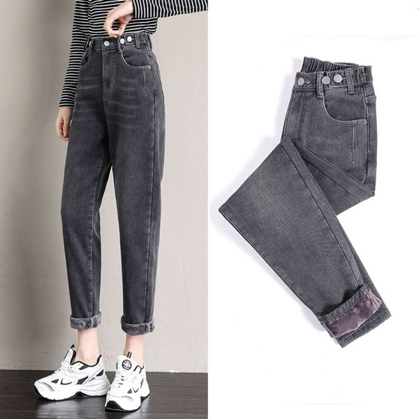 

nantao women's wear autumn winter 2020 thickened and plush jeans for women, Blue