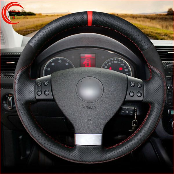 

black suede leather car steering wheel cover for vw golf 5 golf plus polo mk5