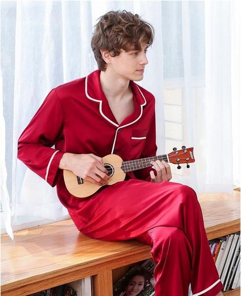 

2020 new arrival men's style pajamas turn-down collar pajamas sets long sleeve pyjama suits casual sleepwear pijama l xl 2xl1, Black;brown