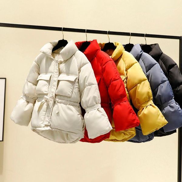 

fashion korean down cotton jackets parkas winter jacket women short style tie up warm thick slim winter coat female cotton coats1, Black