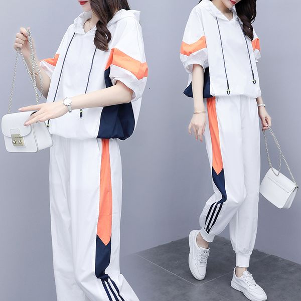 

european station two korean summer sport outfits women's casual tracksuits vwr3, White