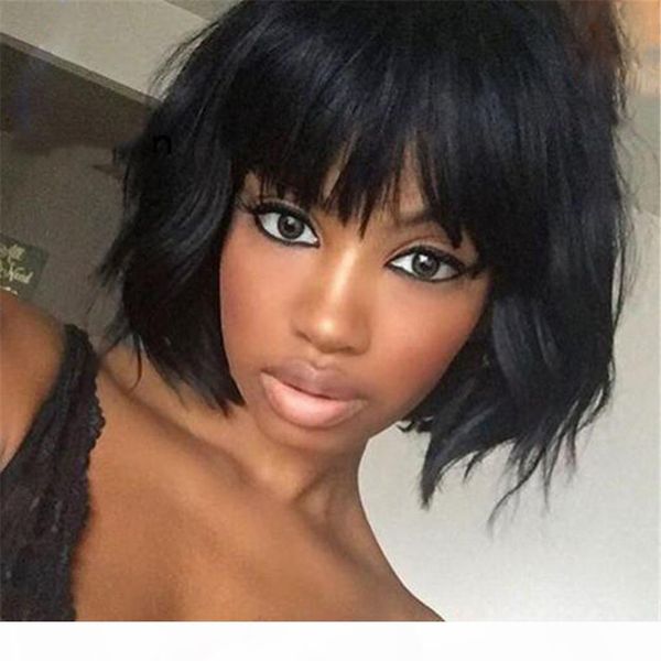 

8-12inch human hair bob wigs for black women glueless bob lace front peruvian hair wigs #1b straight short front lace wigs, Black;brown