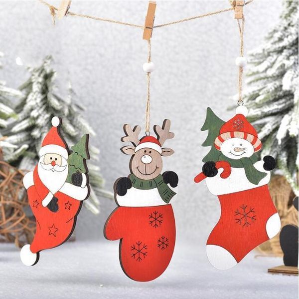 

ornament santa claus milu deer colorful wood creative tree pendants carved christmas decorations dhe2051