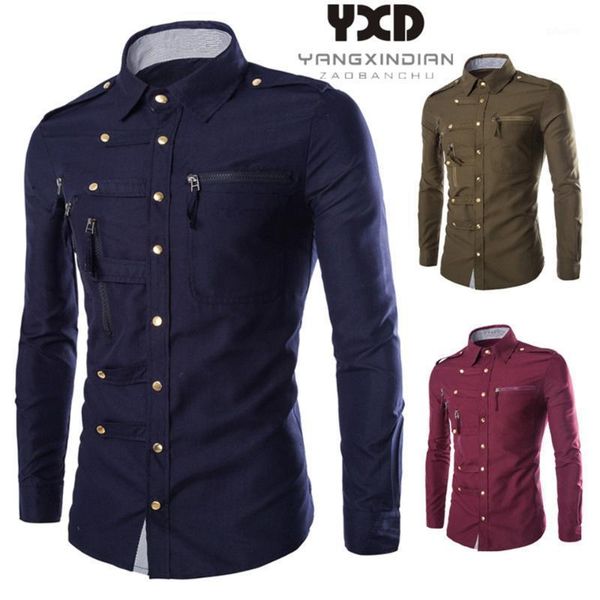 

2020 british style cotton mens shirt new brand casual solid slim fit shirts for men fashion long sleeve business zippers camisas1, White;black