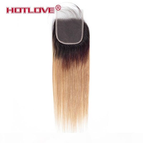 

ove brazilian straight ombre 1b 27 hair lace closure part 4x4 inch swiss lace closure pre-colored with baby hair ing, Black