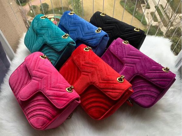 Bolsas de veludo Marmont bolsas femininas bolsas de ombro famosas bolsas Sylvie bolsas correntes moda bolsa tiracolo corrente dourada