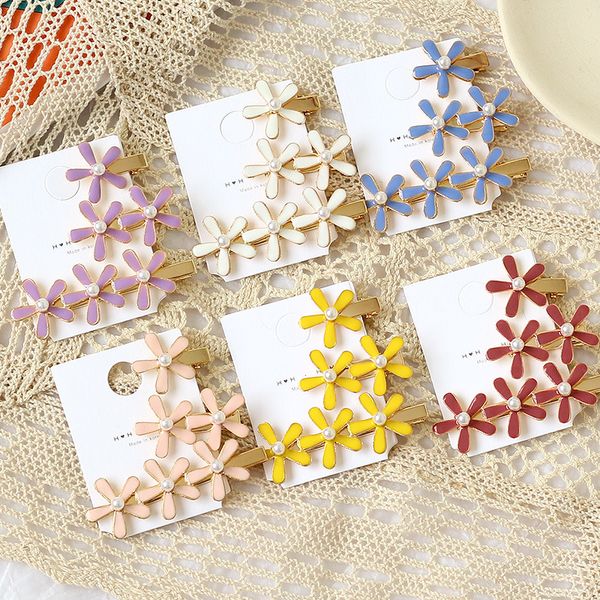 

sweet and soft girlish style super fairy little daisy flower hairpin version fresh side clip hairpin hair accessories fashion design, Golden;white