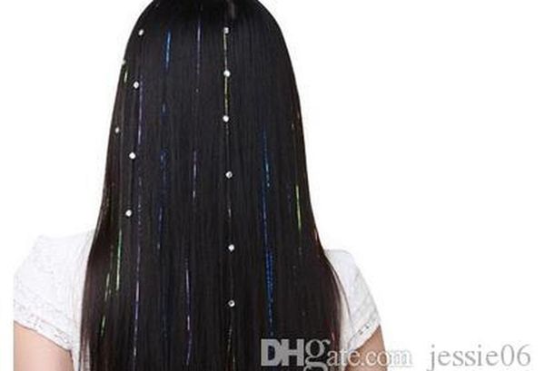 

colorful metallic glitter tinsel laser fibre hair wig hair extension accessories hairpiece clip cosplay wig jllrna yummy_shop