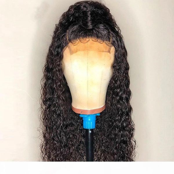 

glueless pre-plucked loose curly lace wigs with baby hair brazilian human hair curly wave wigs for black women, Black;brown