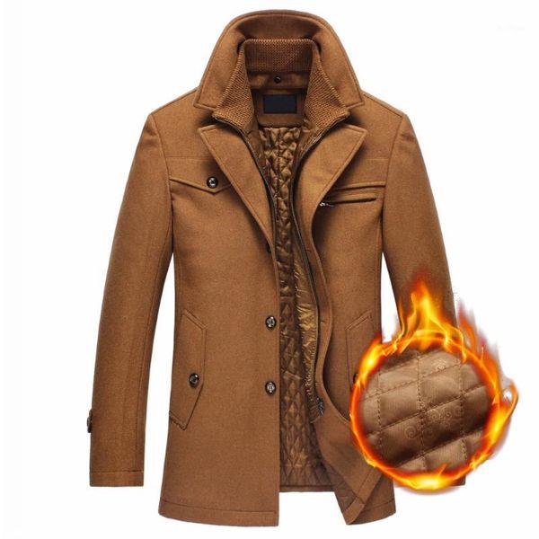 

2018 new arrival casual detachable double collar manteaux homme thicken plus size woolen coat men1, Black